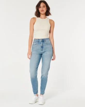 Curvy Ultra Yüksek Bel Orta Yıkama Mom Jeans