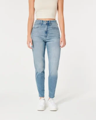 Curvy Ultra Yüksek Bel Orta Yıkama Mom Jeans