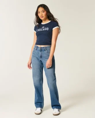 Curvy Yüksek Bel Baba Kot Pantolon