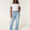 Curvy Yüksek Bel Orta Yıkama Düz Paça Kot Pantolon Curvy Yüksek Bel Orta Yıkama Düz Paça Kot Pantolon