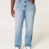 Curvy Yüksek Bel Orta Yıkama Düz Paça Kot Pantolon Curvy Yüksek Bel Orta Yıkama Düz Paça Kot Pantolon