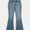 Curvy Yüksek Bel Orta Yıkama Flare Kot Pantolon Curvy Yüksek Bel Orta Yıkama Flare Kot Pantolon