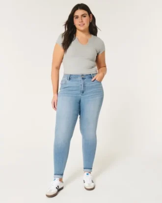 Curvy Yüksek Bel Orta Yıkama Süper Skinny Jeans