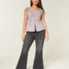 Curvy Yüksek Bel Yıkanmış Siyah Flare Jean Curvy Yüksek Bel Yıkanmış Siyah Flare Jean