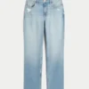 Curvy Yüksek Bel Yıpranmış Açık Renk Düz Paça Kot Pantolon Curvy Yüksek Bel Yıpranmış Açık Renk Düz Paça Kot Pantolon