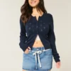 Dantel Bağcıklı Denim Mini Etek