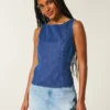 Denim Sırt Açık Üst Denim Sırt Açık Üst