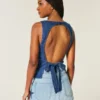 Denim Sırt Açık Üst Denim Sırt Açık Üst
