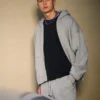 Dikdörtgen Kesim Çivili Fermuarlı Kapüşonlu Sweatshirt