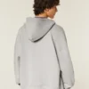 Dikdörtgen Kesim Çivili Fermuarlı Kapüşonlu Sweatshirt