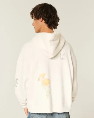 Dikdörtgen Kesim Los Angeles Grafik Fermuarlı Kapüşonlu Sweatshirt