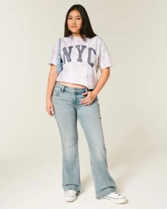 Düşük Bel Açık Renkli Bootcut Kot Pantolon