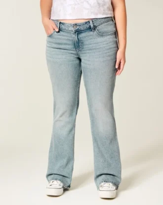Düşük Bel Açık Renkli Bootcut Kot Pantolon