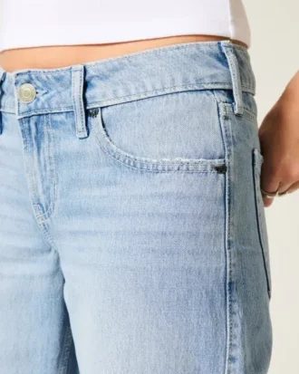 Düşük Bel Açık Renkli Çivili Fiyonklu Bol Kot Pantolon