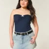 Düşük Bel Denim Mini Etek