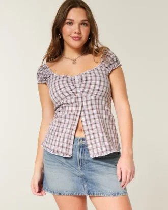 Düşük Bel Denim Mini Etek