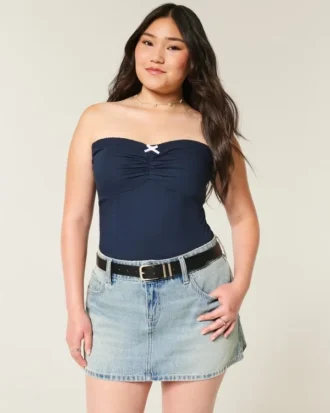 Düşük Bel Denim Mini Etek Düşük Bel Denim Mini Etek