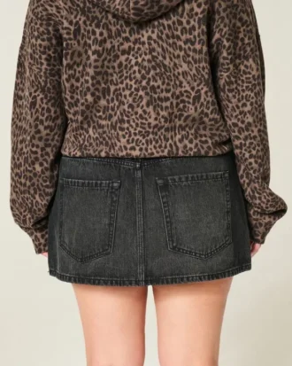 Düşük Bel Denim Mini Etek
