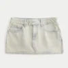 Düşük Bel Denim Mini Etek