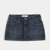 Düşük Bel Denim Mini Etek