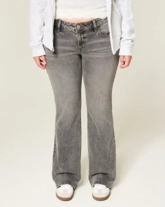 Düşük Bel Gri Bootcut Kot Pantolon