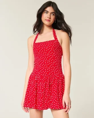 Düşük Bel Halter Mini Elbise
