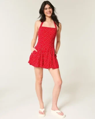 Düşük Bel Halter Mini Elbise