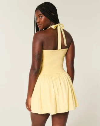 Düşük Bel Halter Mini Elbise