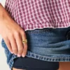 Düşük Bel Çivili Denim Mini Etek