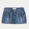 Düşük Bel Çivili Denim Mini Etek