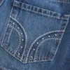 Düşük Bel Çivili Denim Mini Etek