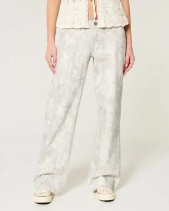 Düşük Bel Kamuflaj Baggy Kot Pantolon