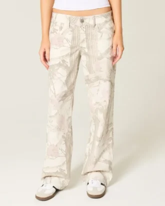 Düşük Bel Kamuflaj Baggy Kot Pantolon