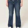 Düşük Bel Koyu Yıkama Bootcut Kot Pantolon