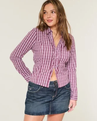 Düşük Bel Koyu Yıkama Denim Mini Etek