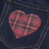 Düşük Bel Koyu Yıkama Ekose Cepli Denim Mini Etek