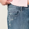 Düşük Bel Koyu Yıkama Çiçek İşlemeli Bol Kot Pantolon Düşük Bel Koyu Yıkama Çiçek İşlemeli Bol Kot Pantolon