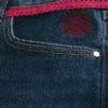 Düşük Bel Koyu Yıkama Kırmızı Bağcıklı Bel Bootcut Kot Pantolon Düşük Bel Koyu Yıkama Kırmızı Bağcıklı Bel Bootcut Kot Pantolon