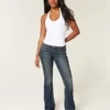 Düşük Bel Koyu Yıkama Nakışlı Bootcut Kot Pantolon Düşük Bel Koyu Yıkama Nakışlı Bootcut Kot Pantolon