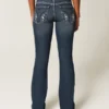 Düşük Bel Koyu Yıkama Nakışlı Bootcut Kot Pantolon Düşük Bel Koyu Yıkama Nakışlı Bootcut Kot Pantolon