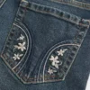Düşük Bel Koyu Yıkama Nakışlı Bootcut Kot Pantolon Düşük Bel Koyu Yıkama Nakışlı Bootcut Kot Pantolon