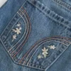 Düşük Bel Nakışlı Denim Mini Etek