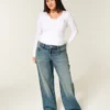 Düşük Bel Orta Yıkama Bol Kot Pantolon Düşük Bel Orta Yıkama Bol Kot Pantolon