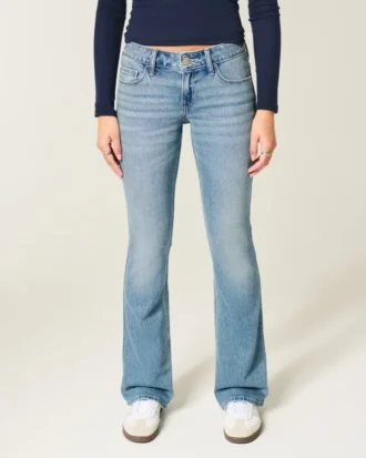 Düşük Bel Orta Yıkama Bootcut Kot Pantolon