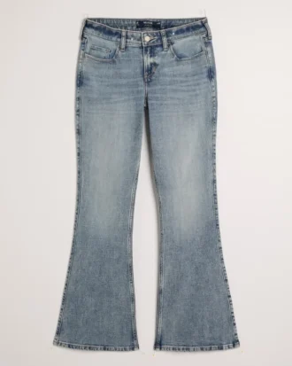 Düşük Bel Orta Yıkama Flare Jeans