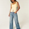 Düşük Bel Orta Yıkama Los Angeles Grafik Baggy Jeans