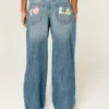 Düşük Bel Orta Yıkama Los Angeles Grafik Baggy Jeans