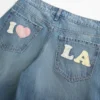 Düşük Bel Orta Yıkama Los Angeles Grafik Baggy Jeans