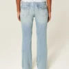 Düşük Bel Orta Yıkama Nakışlı Kelebek Bootcut Kot Pantolon