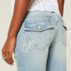 Düşük Bel Orta Yıkama Nakışlı Kelebek Bootcut Kot Pantolon